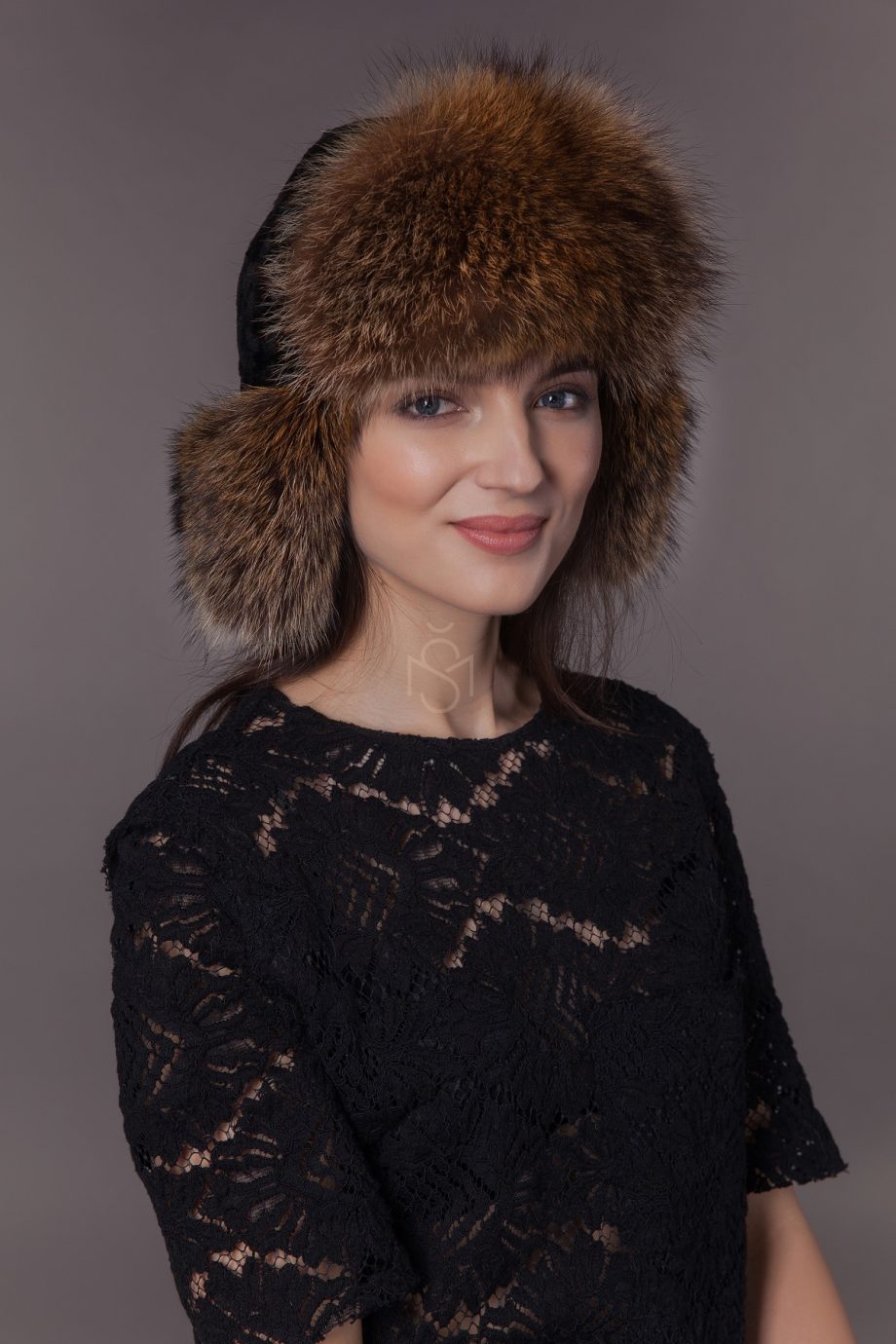 Sheepskin and raccoon fur hat