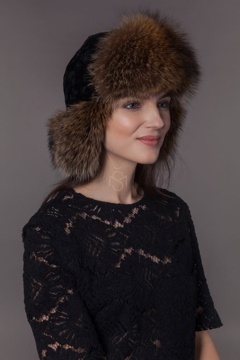 Sheepskin and raccoon fur hat