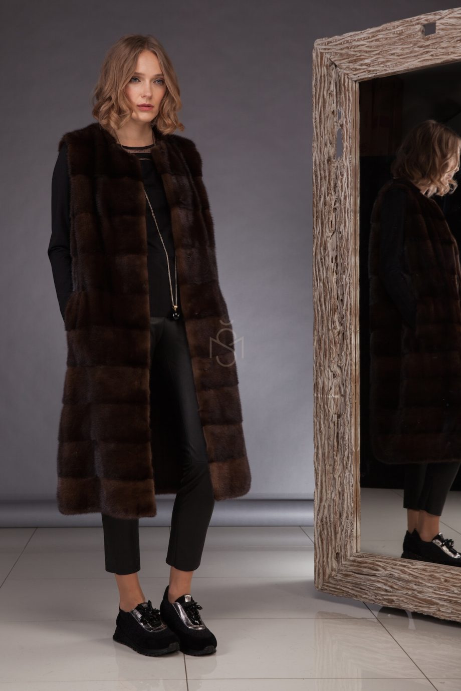 High quality mink fur vest made by SILTA MADA fur studio in Vilnius