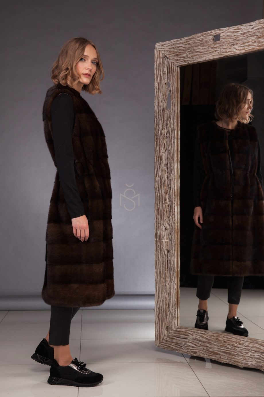 High quality mink fur vest made by SILTA MADA fur studio in Vilnius