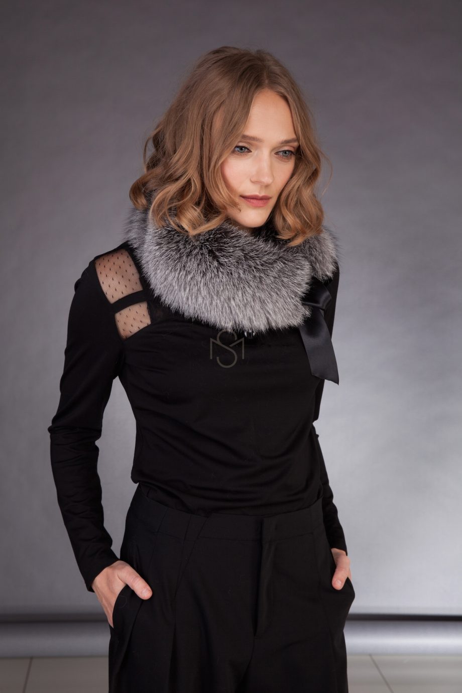 Silver fox fur scarf made by SILTA MADA fur studio in Vilnius. This garment can be custom made. Other colors available.