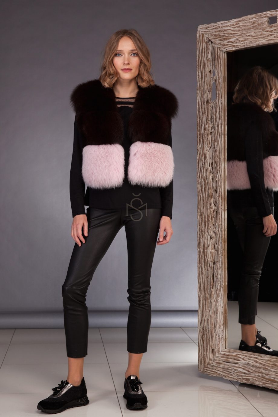 High quality contrast fox fur vest made by SILTA MADA fur studio in Vilnius