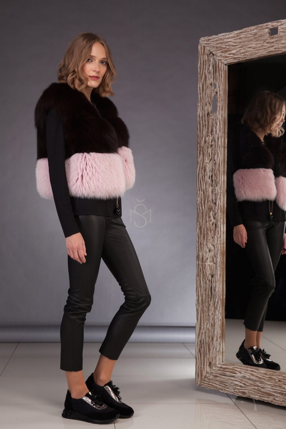 High quality contrast fox fur vest made by SILTA MADA fur studio in Vilnius